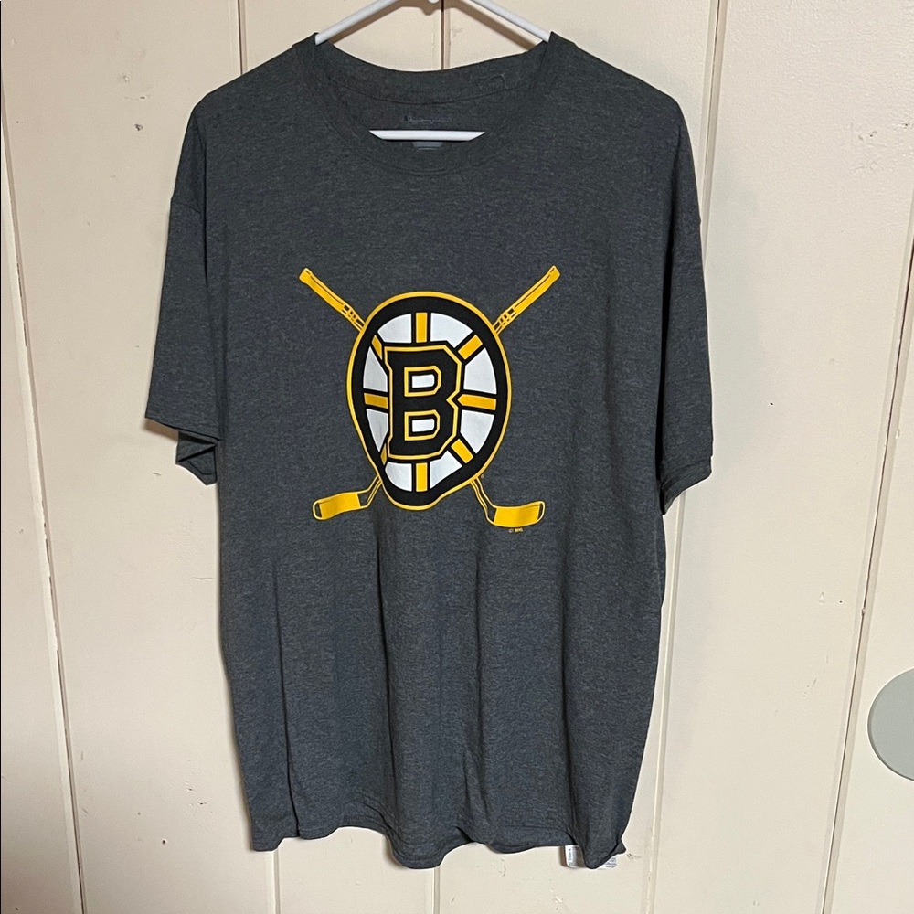NHL Gray Tee with Yellow and Black Logo